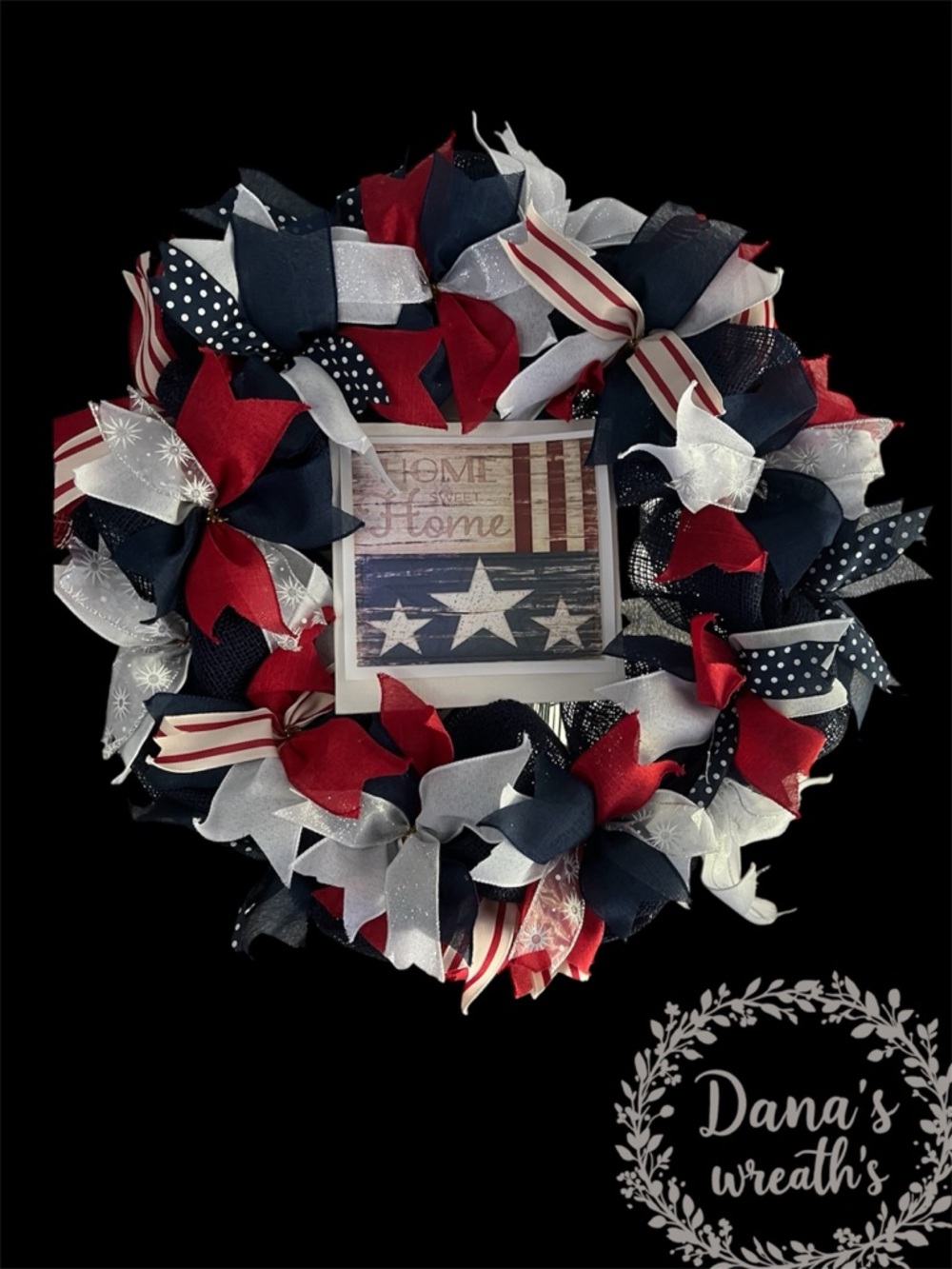Patriotic Red, White & Blue Holiday Wreath